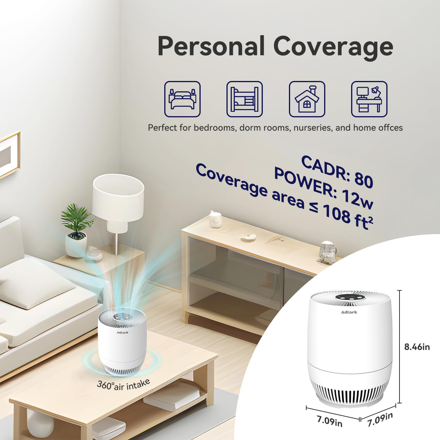 Best Adtark Puroair HEPA 14 Air Purifier for Home: True HEPA Filters for Dogs, Cats, and Pets—Replacement Filters Available!