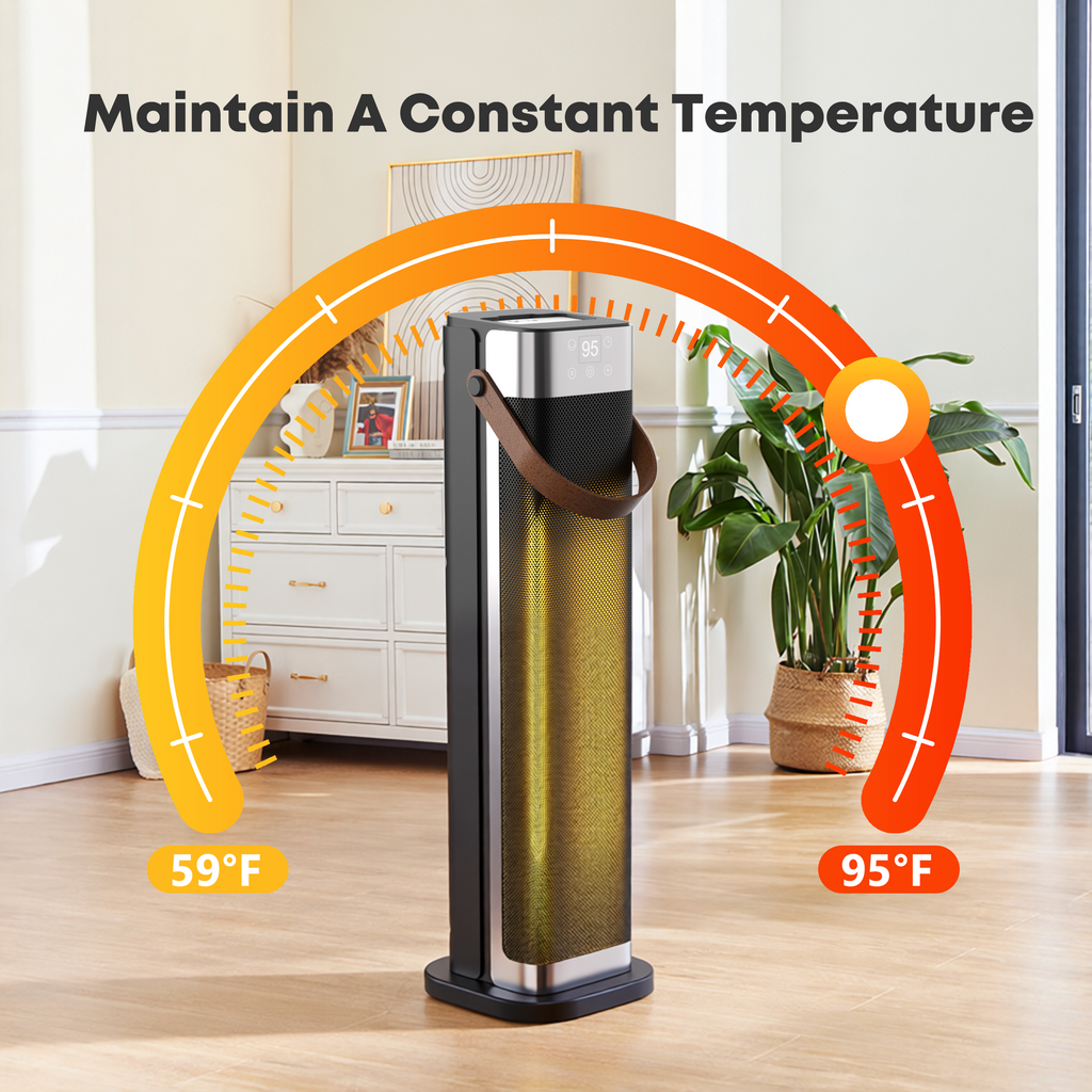 ADTARK Indoor Electric Heater, 1500W PTC Rapid Heating Electric Heater, Equipped with Remote Control, Ultra-Quiet Operation, Safe and Portable