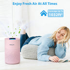 Adtark ZQA-4000C Air Purifier, Sleep Mode and Timer Function, High-Efficiency Purification, Suitable for Homes, Apartments, and RVs（Pink）