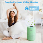 Adtark ZQA-4000C Air Purifier, Pet Friendly, Purifies 1032 sq ft, H14 HEPA Filter, Suitable for Bedrooms, Living Rooms, Apartments, Offices(Green)