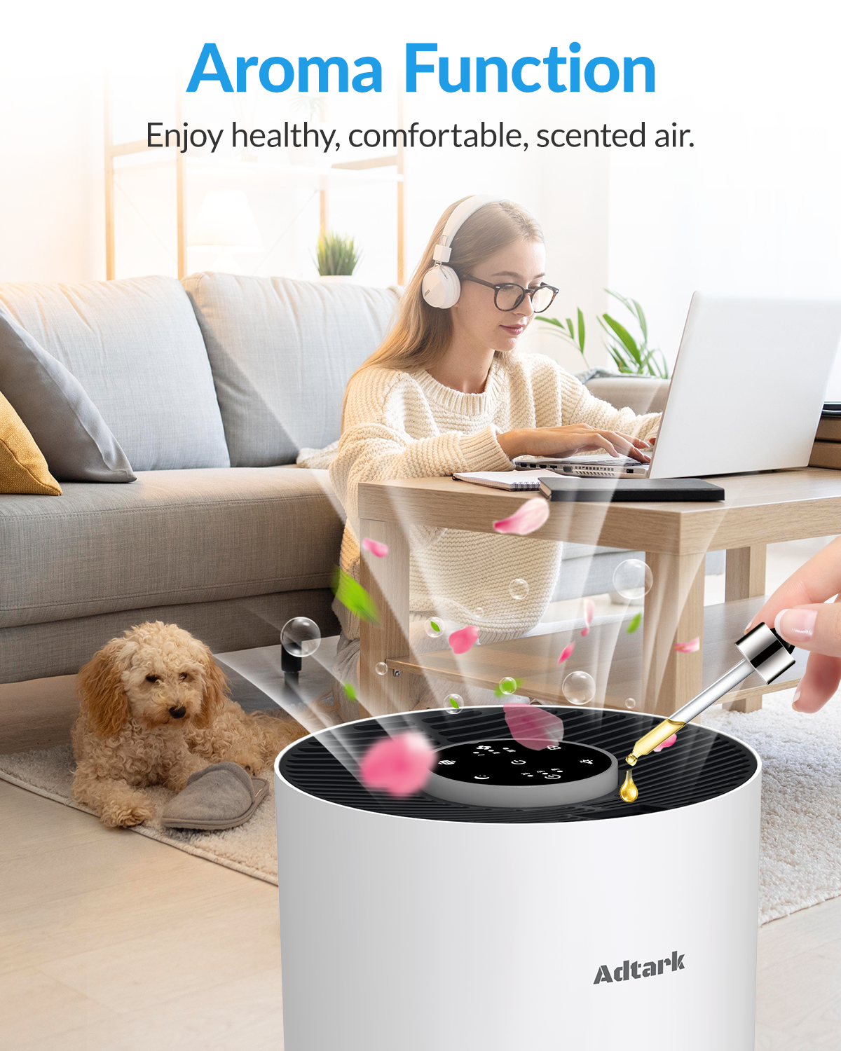 Adtark Air Purifier with H14 HEPA Filter - Best Desk Air Purifier for Home Office Pet Room  & RV