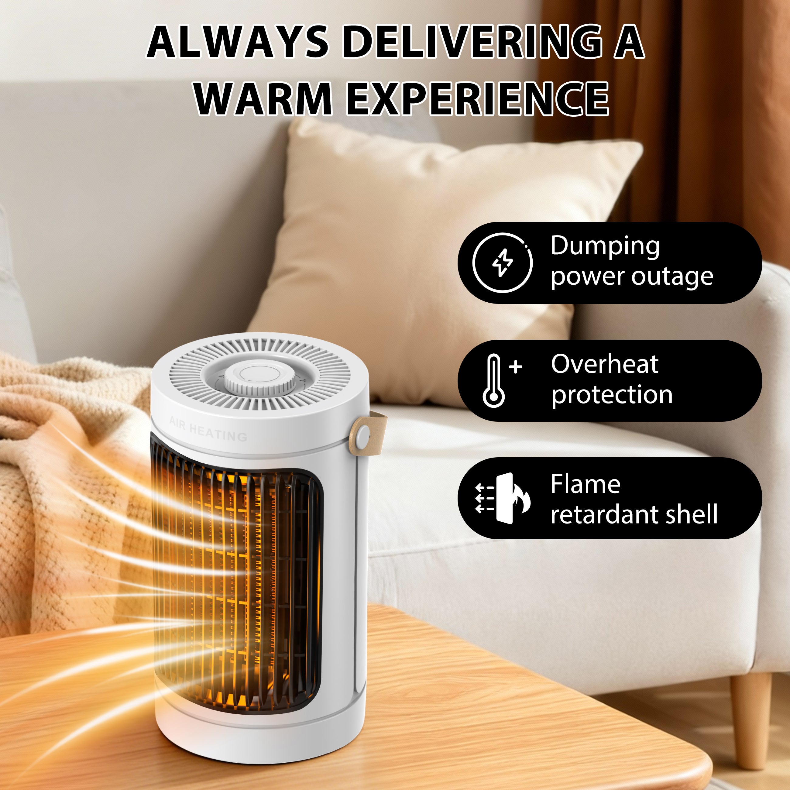 ADTARK 1500W Portable Indoor Heater, PTC Heating Technology with