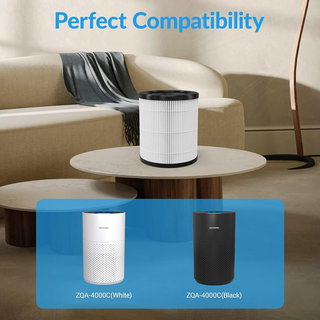 Adtark ZQA-4000C Air Purifier Replacement Filter, Quality Guaranteed, H14 True HEPA 3-in-1 Filter, High-Efficiency Purification, 2-Pack