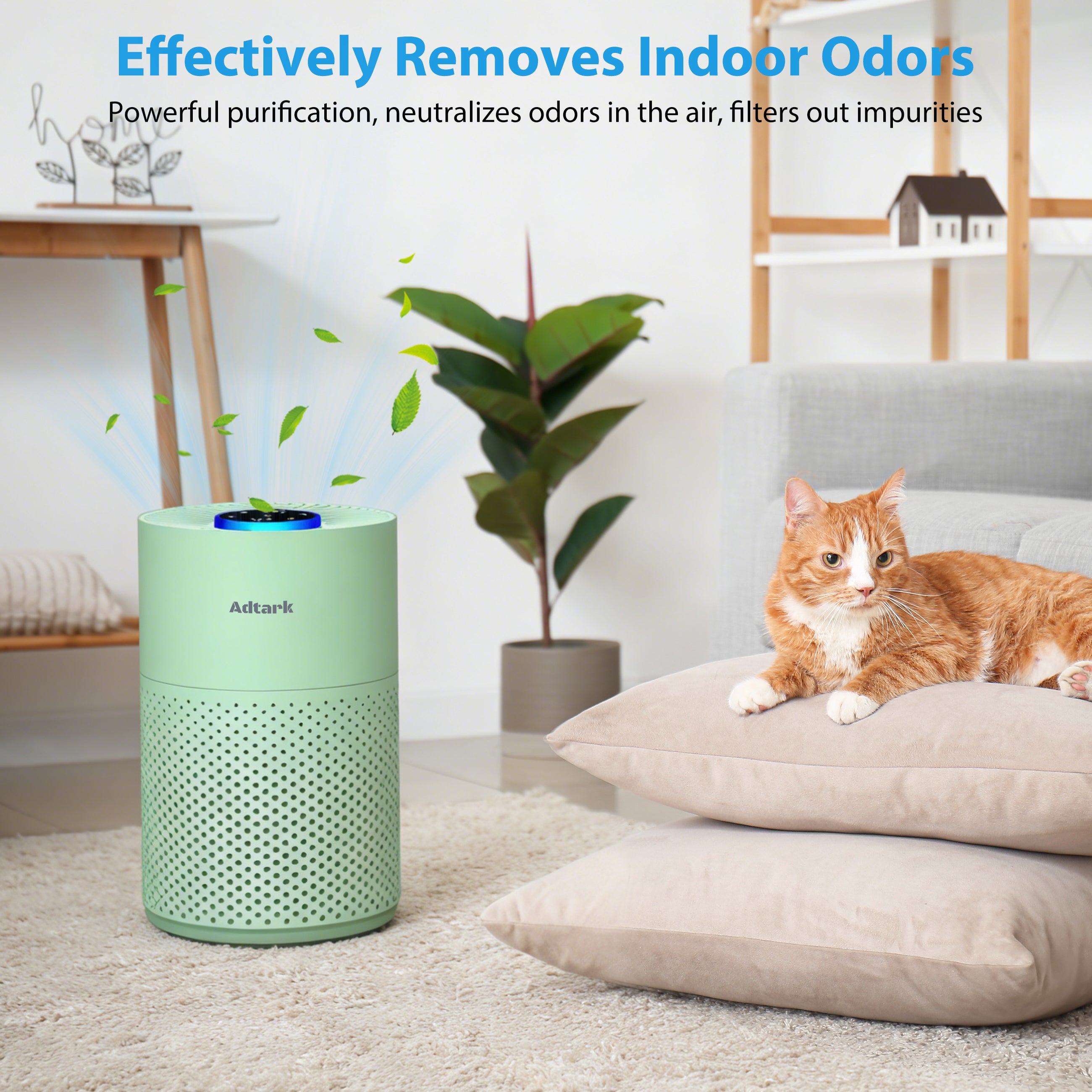 Adtark ZQA-4000C Air Purifier, Pet Friendly, Purifies 1032 sq ft, H14 HEPA Filter, Suitable for Bedrooms, Living Rooms, Apartments, Offices(Green)