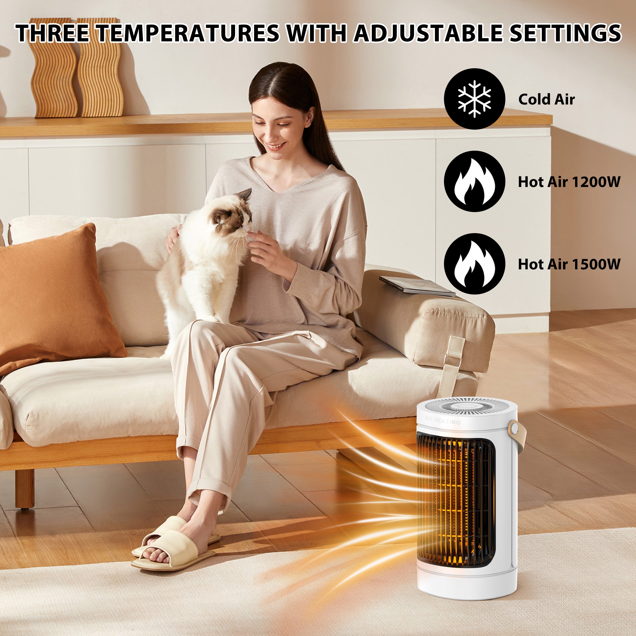 ADTARK 1500W Portable Indoor Heater, PTC Heating Technology with