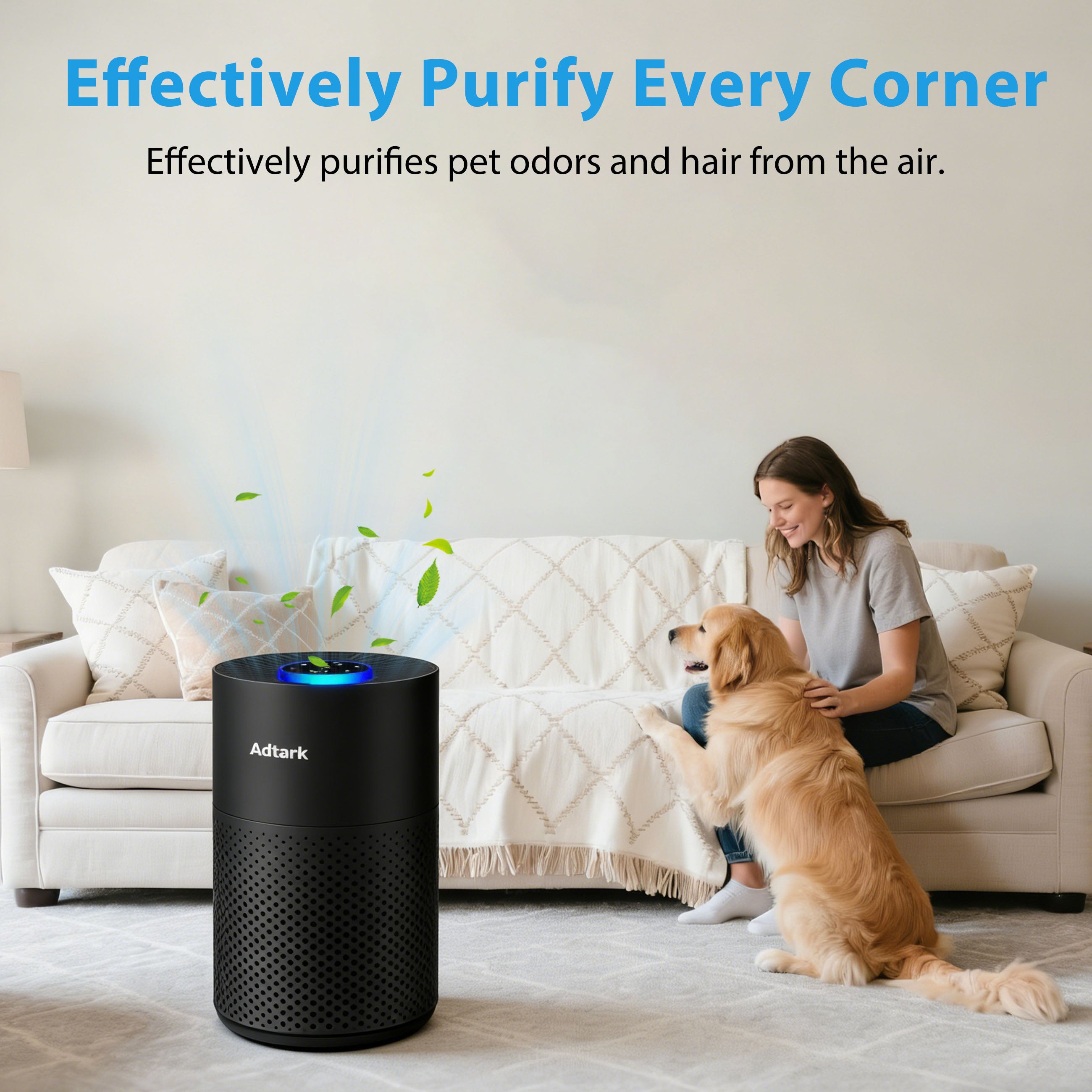 Adtark ZQA-4000C Air Purifier, H14 HEPA Filter, Sleep Mode and Aromatherapy Function, Suitable for Apartments, Offices, Dormitories, and Hotels(Black)