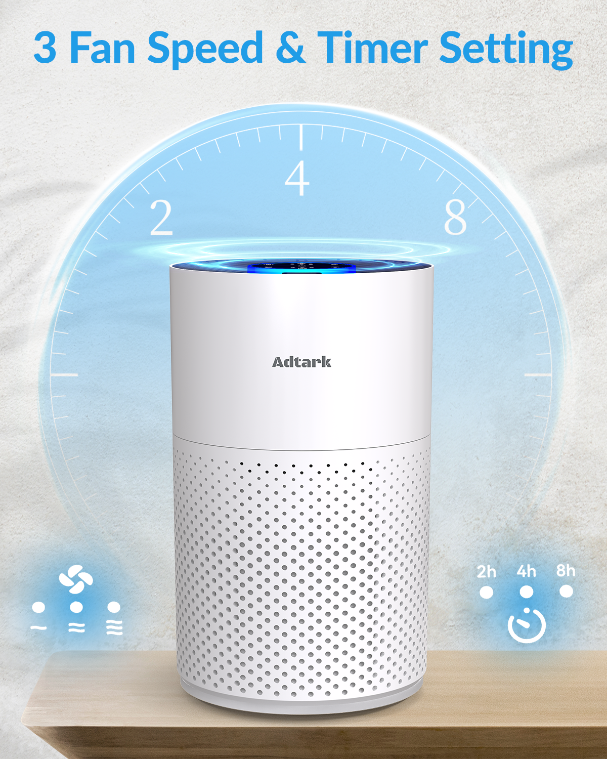 Adtark Air Purifier with H14 HEPA Filter - Best Desk Air Purifier for Home Office Pet Room  & RV
