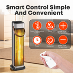 ADTARK Indoor Electric Heater, 1500W PTC Rapid Heating Electric Heater, Equipped with Remote Control, Ultra-Quiet Operation, Safe and Portable