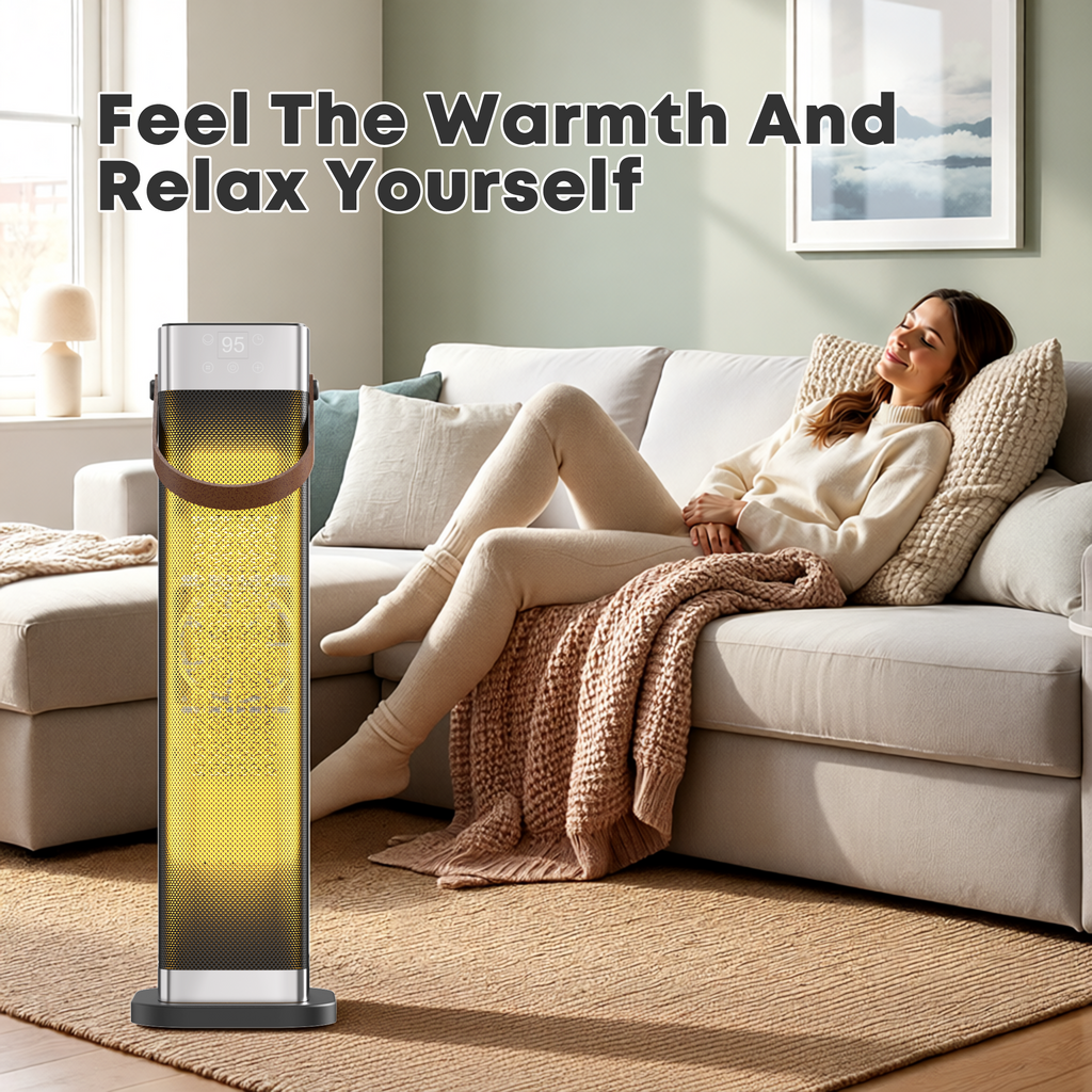 ADTARK Indoor Electric Heater, 1500W PTC Rapid Heating Electric Heater, Equipped with Remote Control, Ultra-Quiet Operation, Safe and Portable