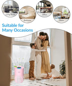 Adtark ZQA-4000C Air Purifier, Sleep Mode and Timer Function, High-Efficiency Purification, Suitable for Homes, Apartments, and RVs（Pink）