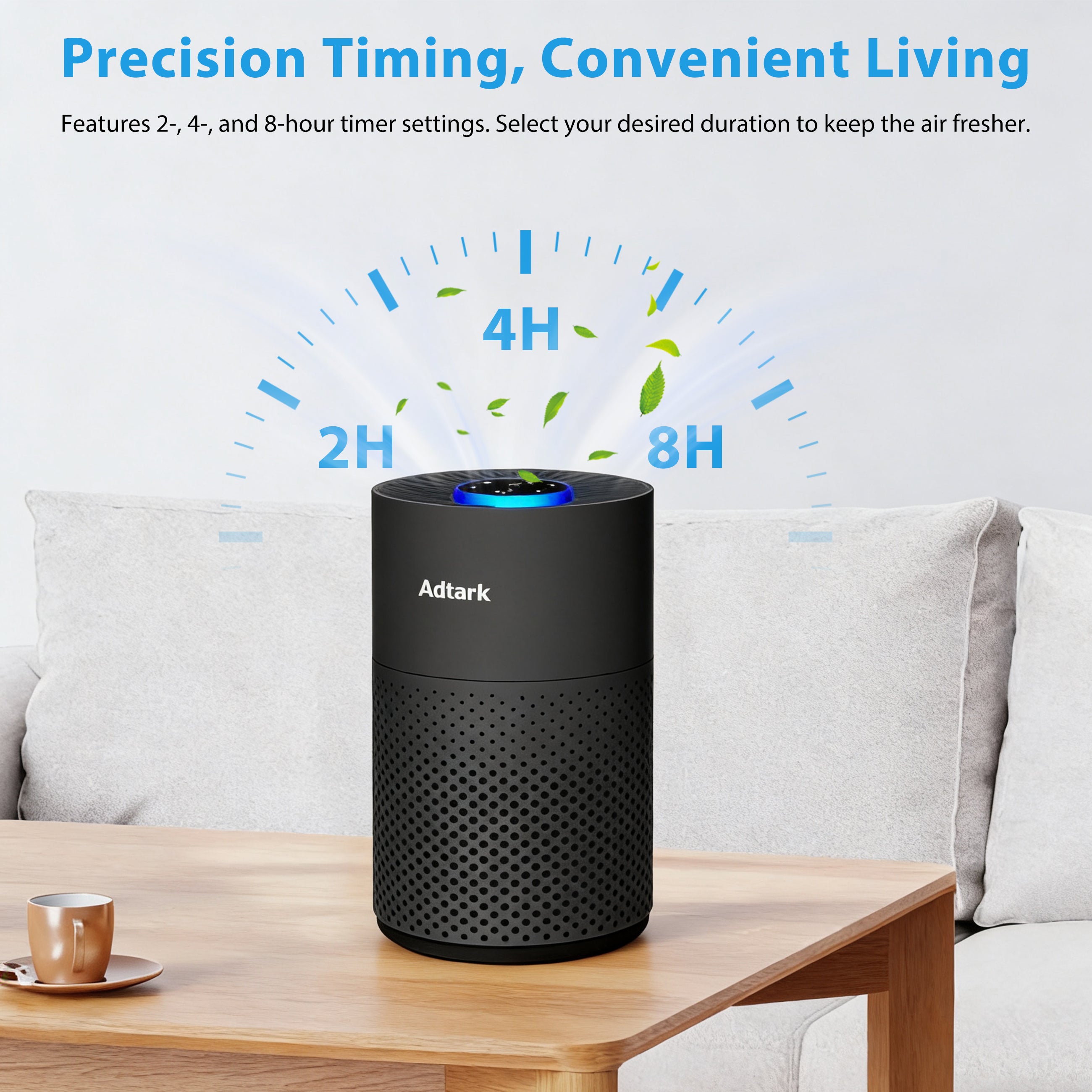 Adtark ZQA-4000C Air Purifier, H14 HEPA Filter, Sleep Mode and Aromatherapy Function, Suitable for Apartments, Offices, Dormitories, and Hotels(Black)