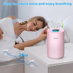 Adtark ZQA-4000C Air Purifier, Sleep Mode and Timer Function, High-Efficiency Purification, Suitable for Homes, Apartments, and RVs（Pink）