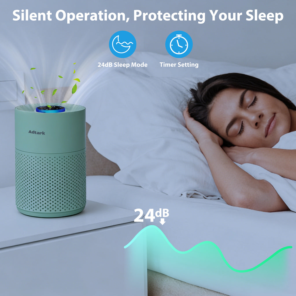 Adtark ZQA-4000C Air Purifier, Pet Friendly, Purifies 1032 sq ft, H14 HEPA Filter, Suitable for Bedrooms, Living Rooms, Apartments, Offices(Green)