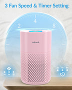 Adtark ZQA-4000C Air Purifier, Sleep Mode and Timer Function, High-Efficiency Purification, Suitable for Homes, Apartments, and RVs（Pink）
