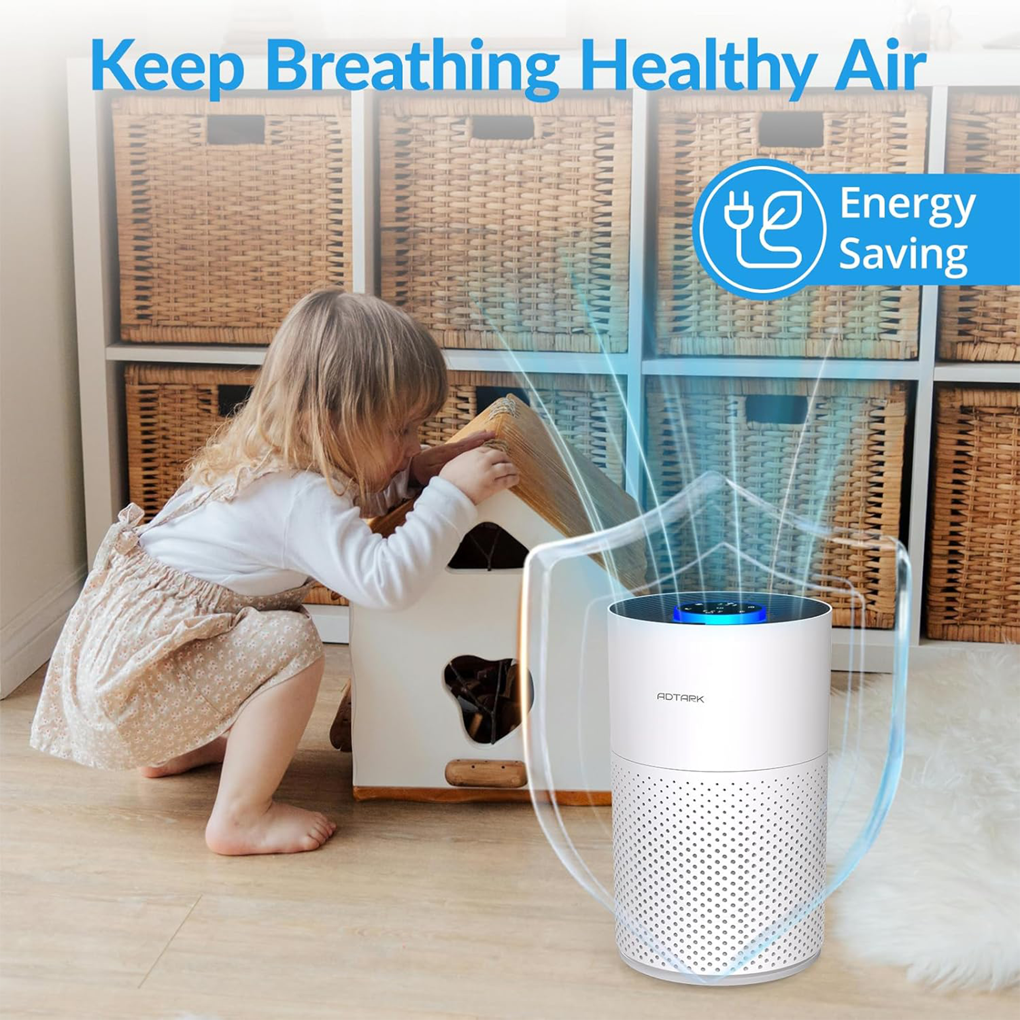 Adtark ZQA-4000C H14 True HEPA Replacement Filter for Air Purifier